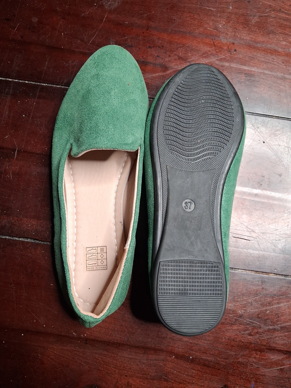 Green Suede Slip-On Flats for Women - Classic Loafers